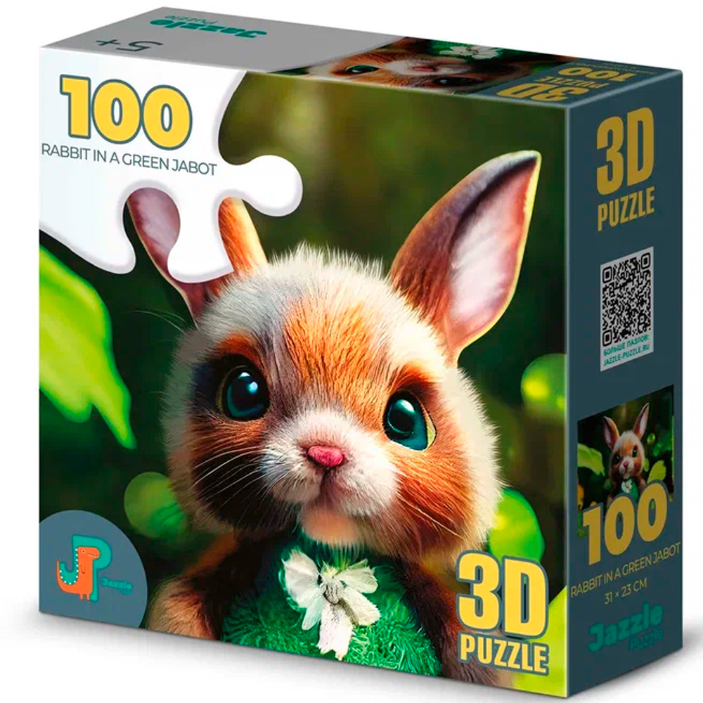Пазл 100 3D Кролик в зеленом жабо 16019