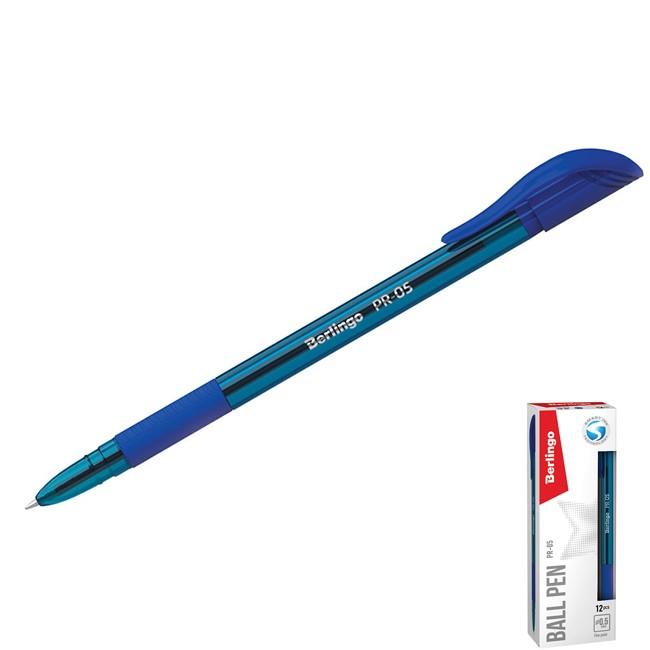 Ручка шарик синий Berlingo "PR-05" 0,5мм, грип CBp_50362