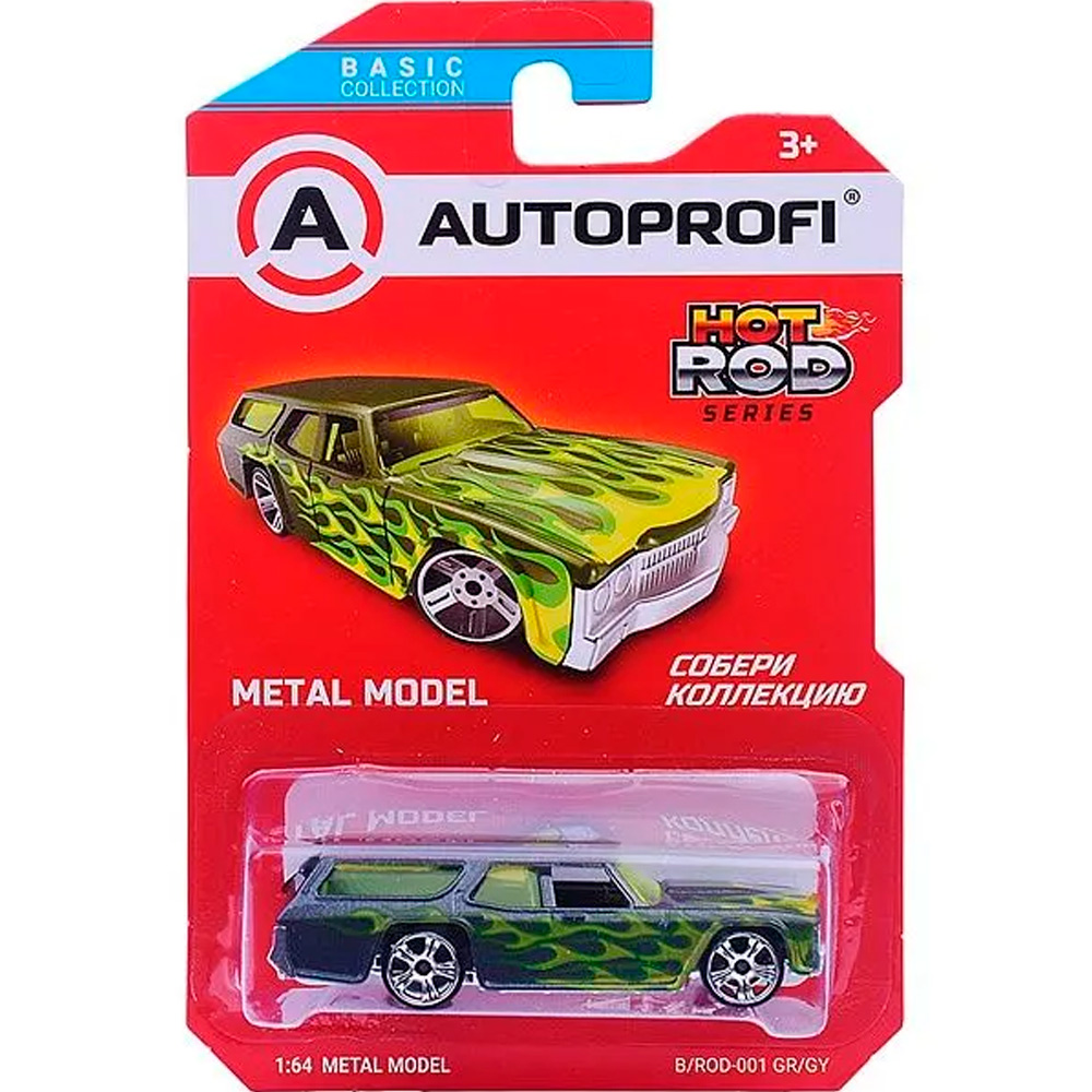 Модель 1:64 Серия HOT ROD CARS зелён./серый B/ROD-001 GR/GY