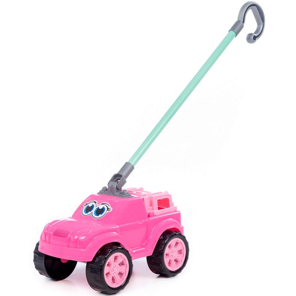 Автомобиль-каталка Боби с ручкой розовый 75021