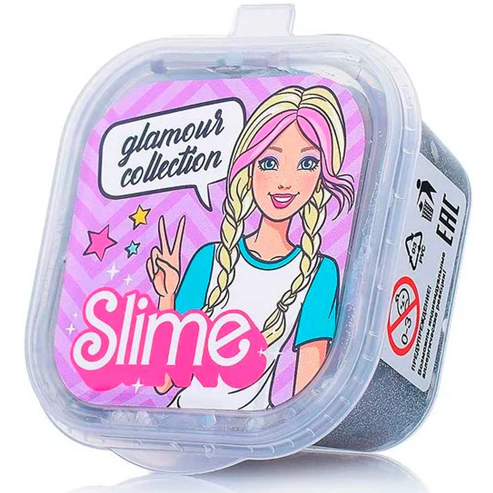 Лизун Slime Glamour collection crunch серебряный с блестками 60 г SLM181