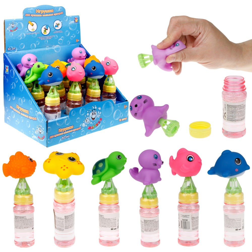 Мыльные пузыри Т23132 Мы-шарики! с игрушкой морская фауна 50 мл, 1toy Мыльные пузыри Т23132 Мы-шарики! с игрушкой морская фауна 50 мл, 1toy