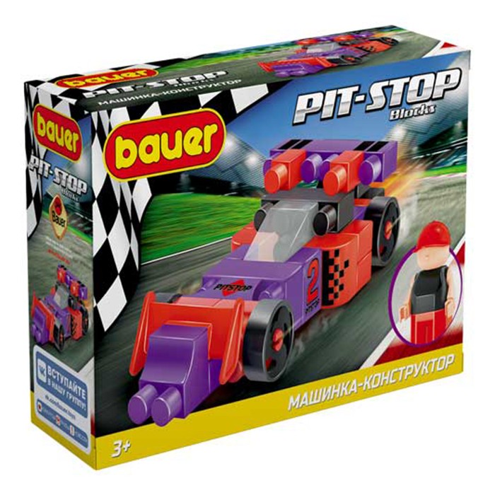 Конструктор Bauer 813 Гоночная машина в коробке "Pit Stop" (цвет фиолетовый, красный)