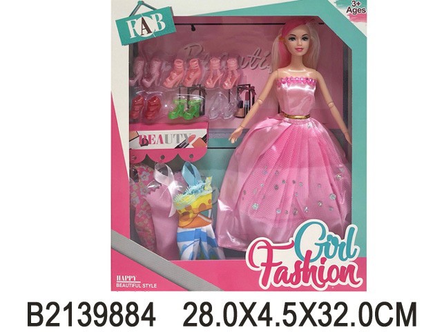 Кукла 2128А с платьями и набором обуви в кор.