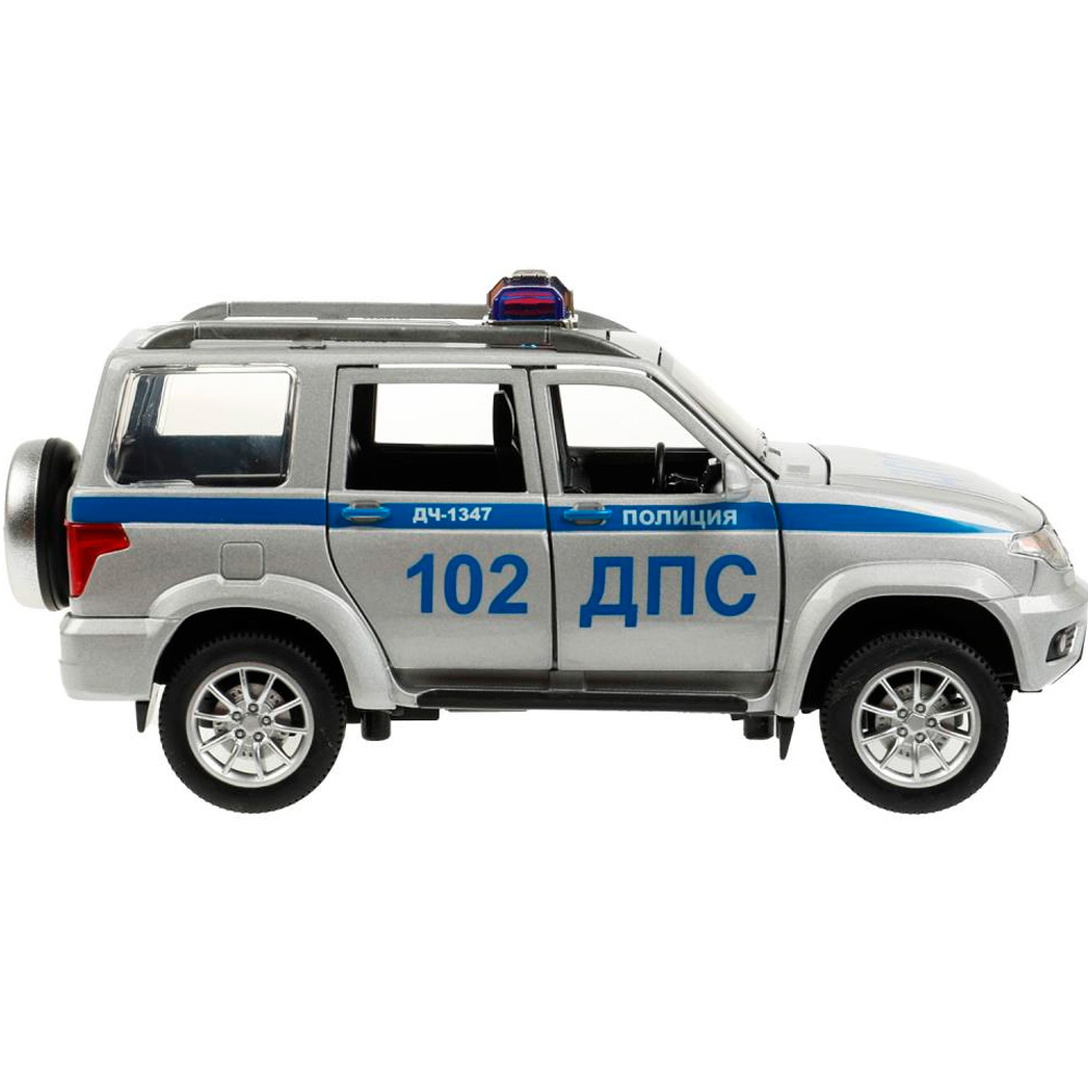 Модель PATRIOT-124SL-POL-GY UAZ ПАТРИОТ ПОЛИЦИЯ 17,8 см Технопарк  в коробке /48/