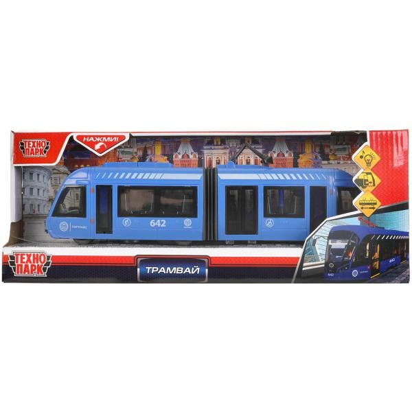 Модель TRAMNEWRUB-30PL-BU Трамвай с резинкой Технопарк в коробке