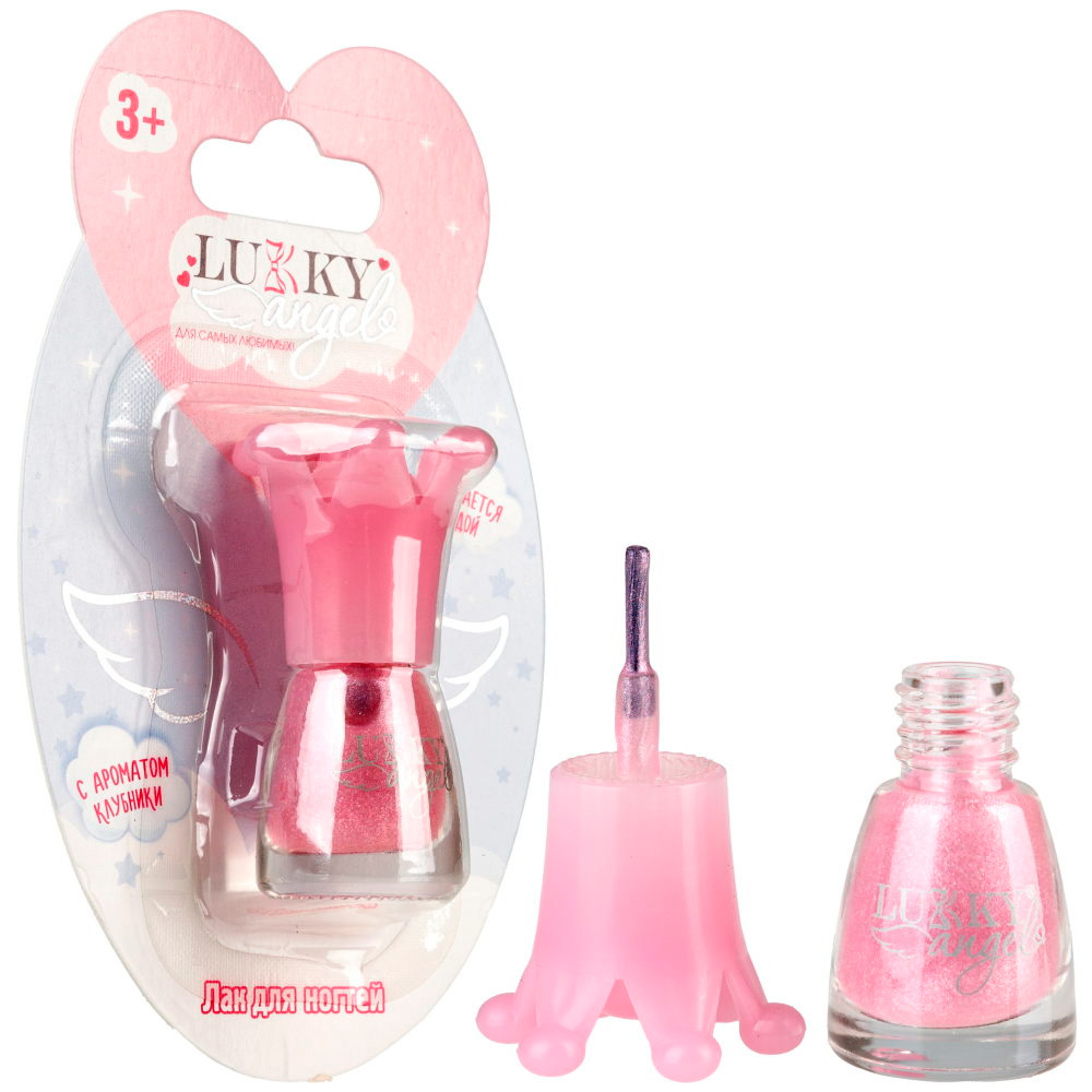 Лак для ногтей розовый перламутр, аромат клубники Т23509 LUKKY на блист.