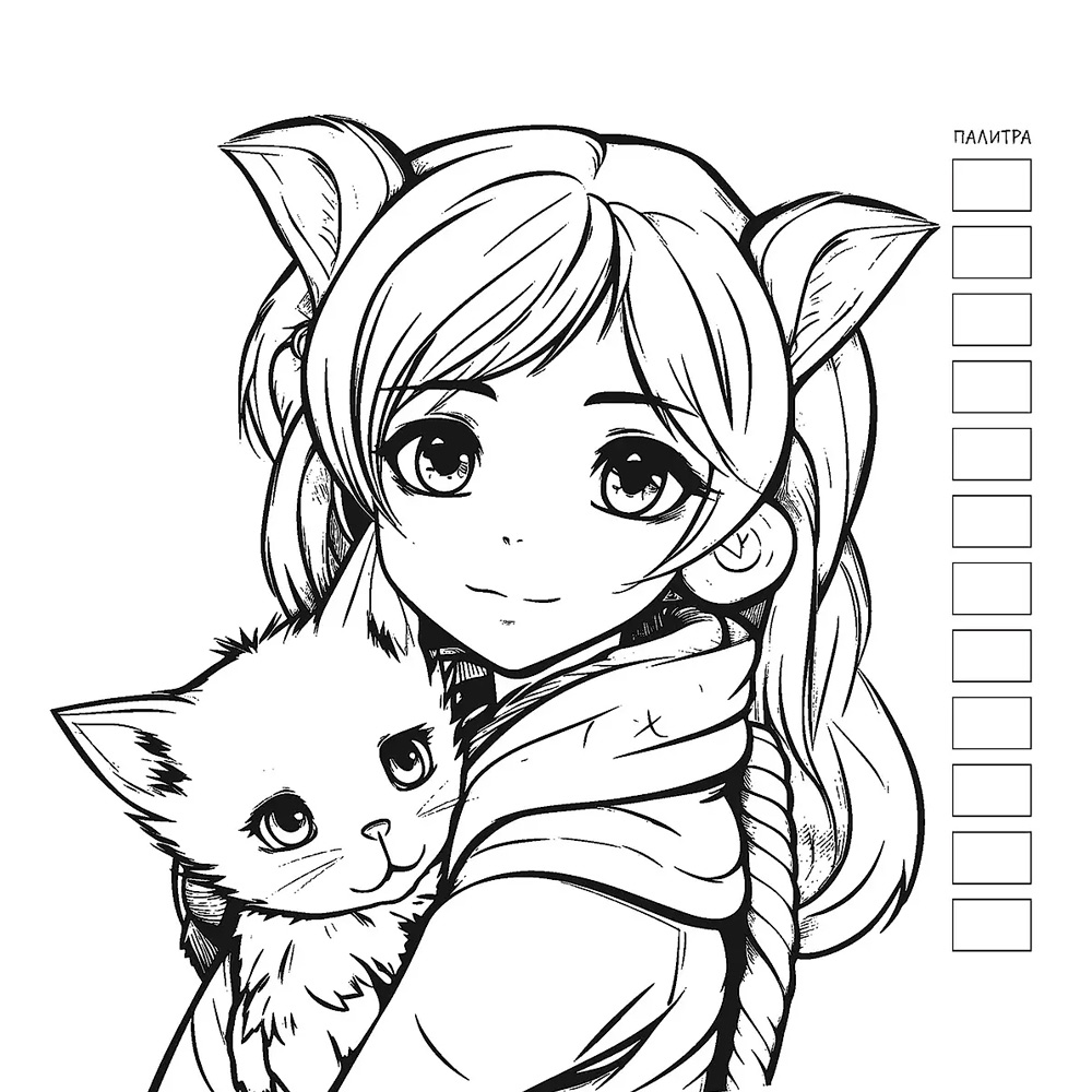 Раскраска Manga Creative персиковая с девочкой 978-5-00241-011-8