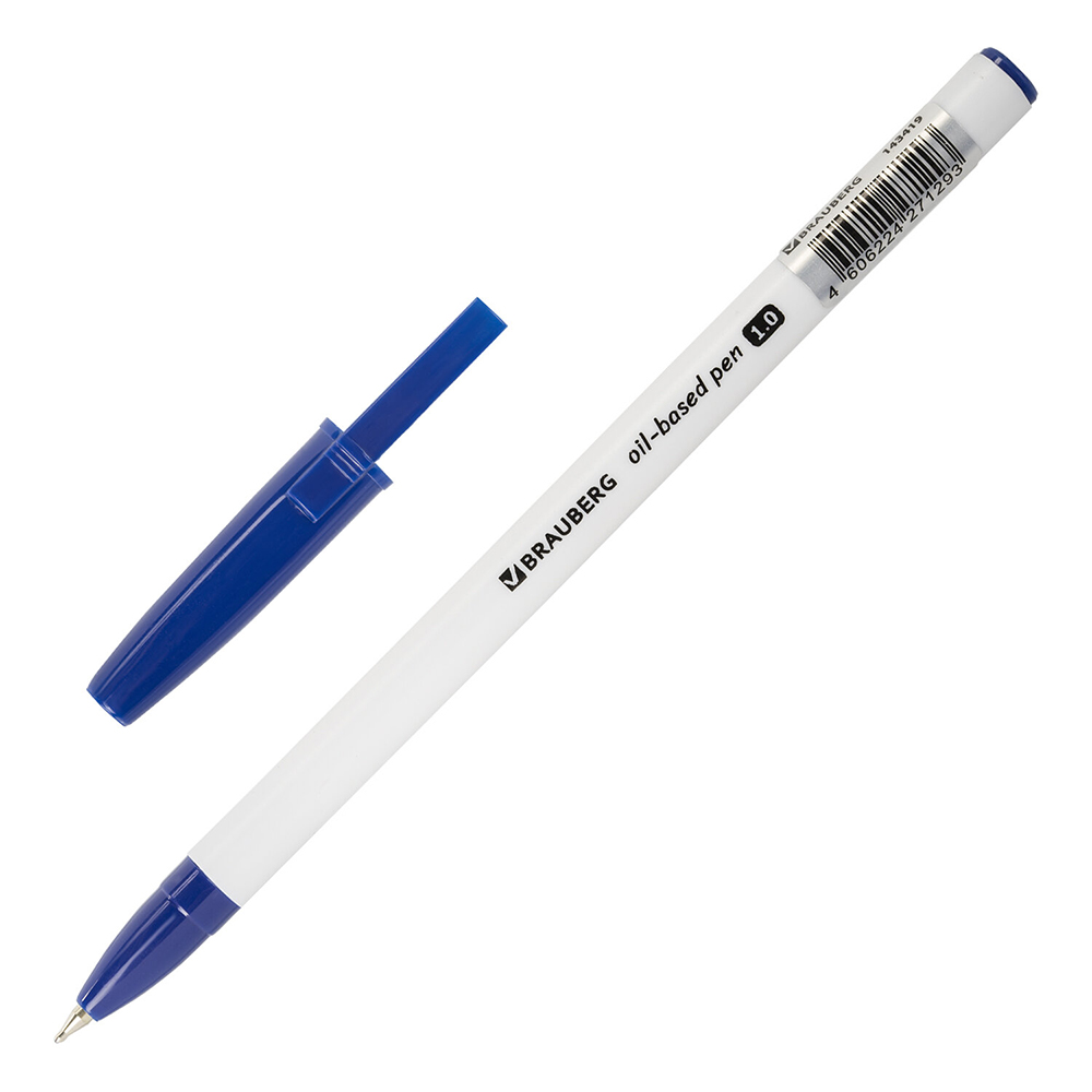 Ручка шарик синий на масл. основе1 мм,линия 0,5мм, Stick Medium 143419 BRAUBERG 