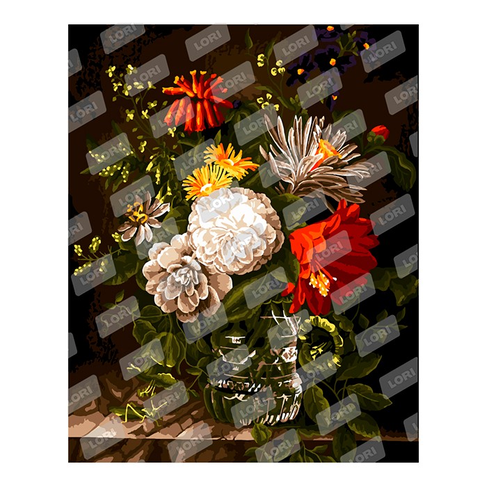 Набор ДТ Картина по номерам "Цветы в граненой хрустальной вазе" на подрамнике 40*50 см Рх-058 Lori
